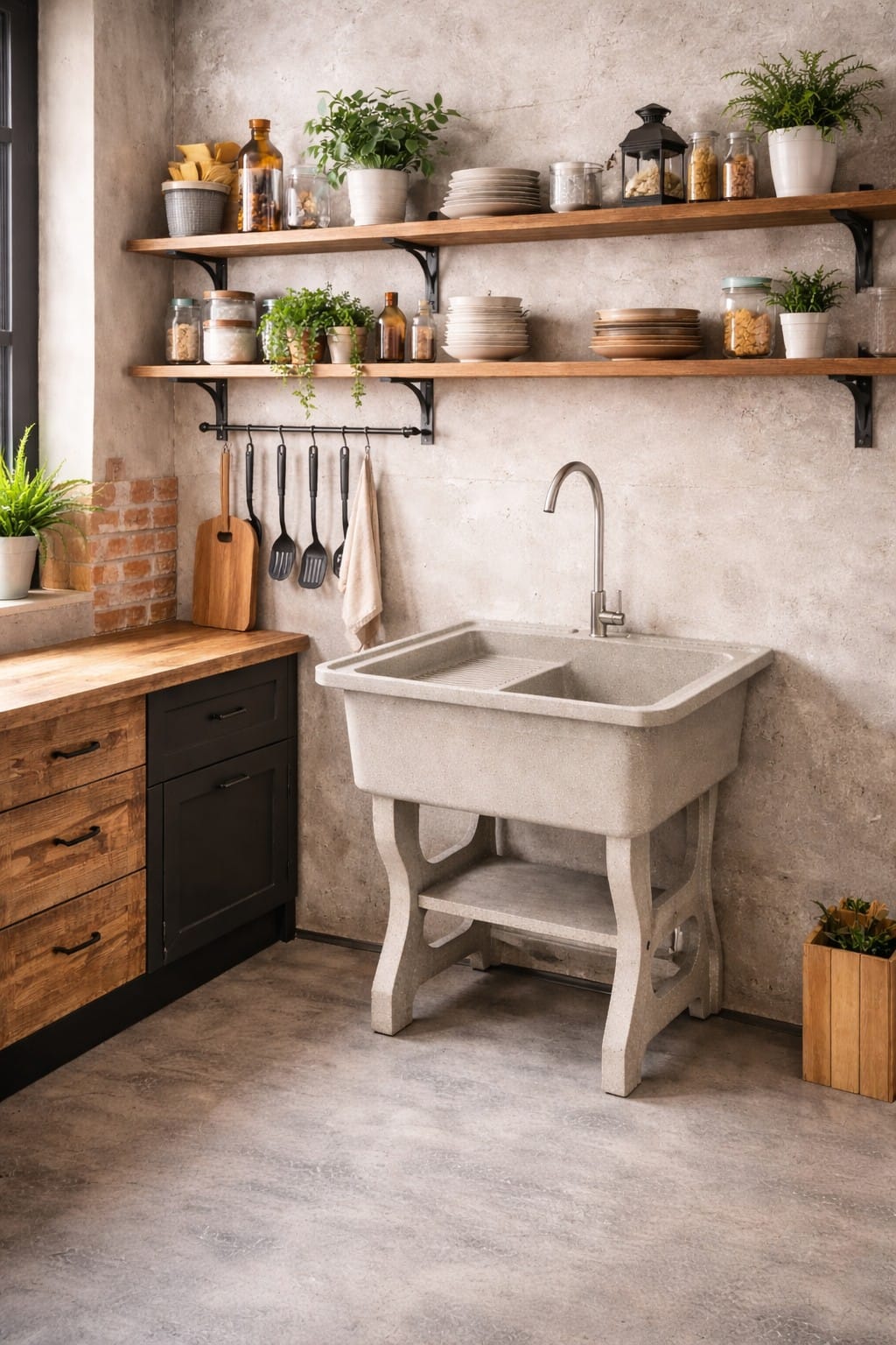 อ่างล้างจานขาตั้ง หินควอตซ์ 1 หลุม 1 ที่พัก DINOSAUR WASHTUB ขนาด 80X60X23ซม. สีออฟไวท์_6